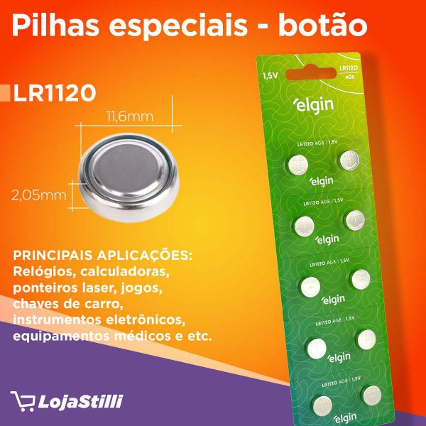 Imagem de Pilha Alcalina LR1120 Elgin Bateria LR55 kit  30 unidades