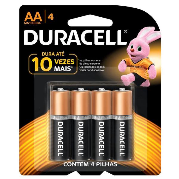 Imagem de Pilha Alcalina Pequena AA Com 4 Unidades MN1500B4 - Duracell