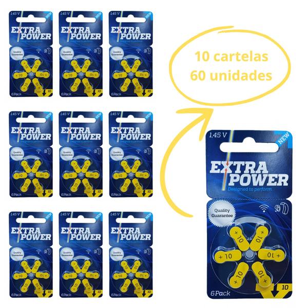 Imagem de Pilha Auditiva 10 com 60 unidades - Extra Power (SELO AMARELO)