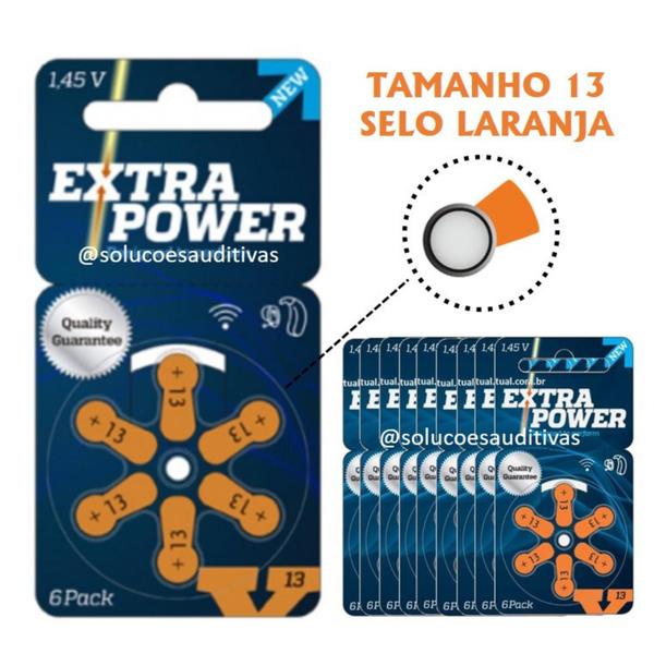 Imagem de Pilha Auditiva 13 com 60 unidades - Extra Power (SELO LARANJA)