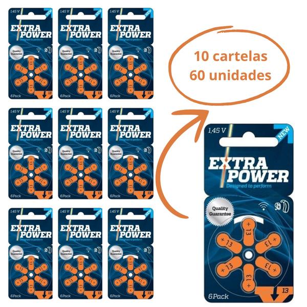 Imagem de Pilha Auditiva 13 com 60 unidades - Extra Power (SELO LARANJA)