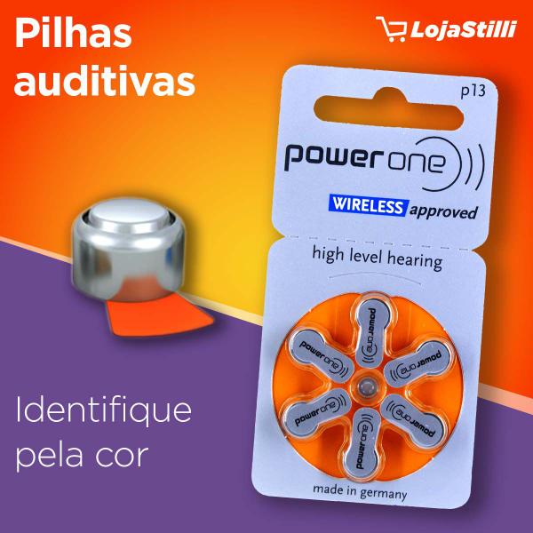 Imagem de Pilha Auditiva 13 Power One Bateria Pr48 6 unidades