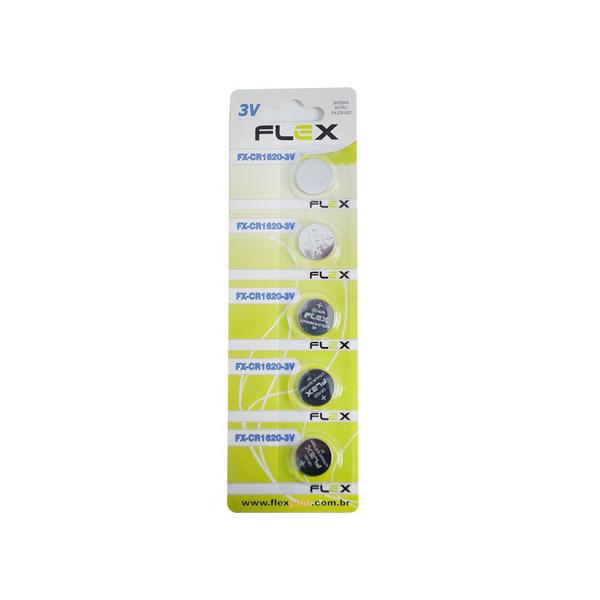 Imagem de Pilha Bateria CR1620 Lithium 3V Flex Cartela com 5 Unidades