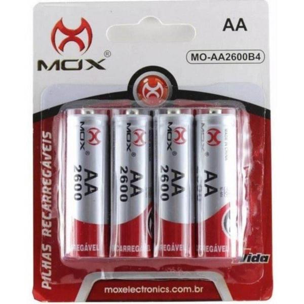 Imagem de Pilha Bateria Recarregavel Aa 2600 Mah Blister 4 Pilhas - Mox