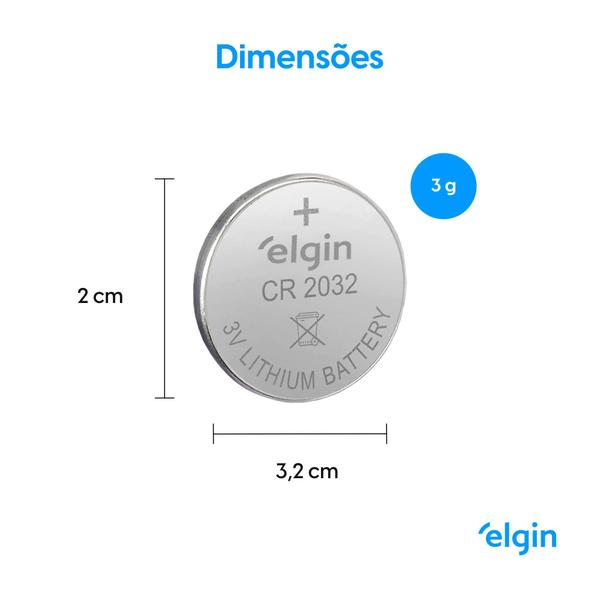 Imagem de Pilha/bateria Tipo Moeda Cr2032 3v Elgin Cartela C/ 20 Peças