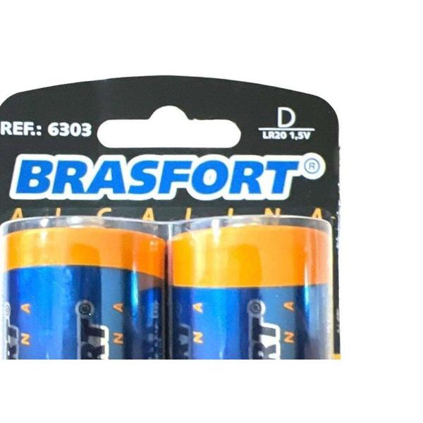 Imagem de Pilha Brasfort Alcalina D Grande Cartela Com 02 Pecas 6303 - Kit C/6 Peca