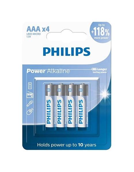 Pilha Comum Power Alkaline Palito 1,5V AAA com 4UN - Philips Imagem de Pilha Comum Power Alkaline Palito 1,5V AAA com 4UN - Philips