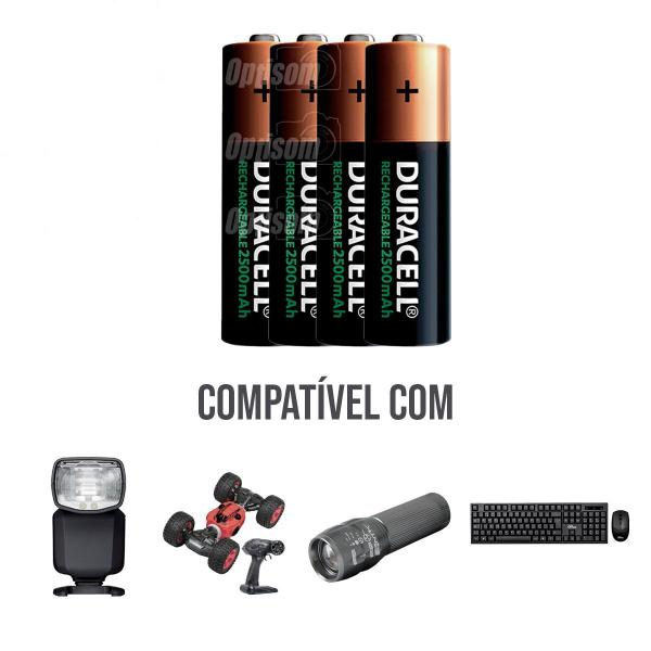 Imagem de Pilha Duracell Recarregavel 2500mah Aa 4 Unidades