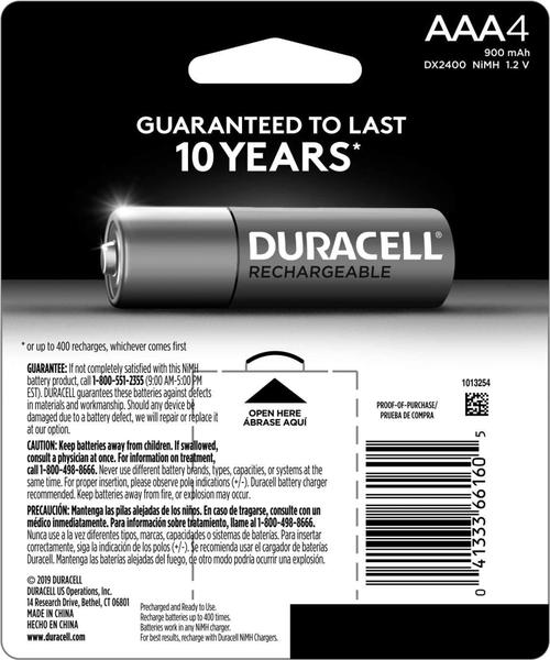 Imagem de Pilha Duracell Recarregável 4 AAA 900 mAh 1,2V