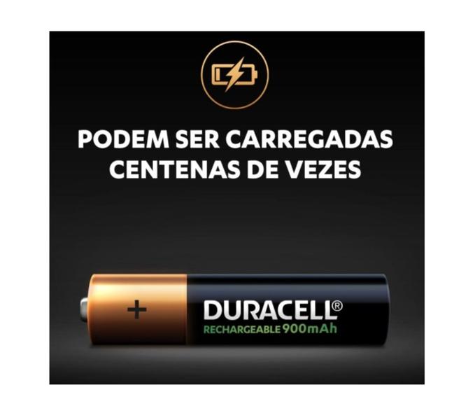 Imagem de Pilha Duracell Recarregável 4 AAA 900 mAh 1,2V