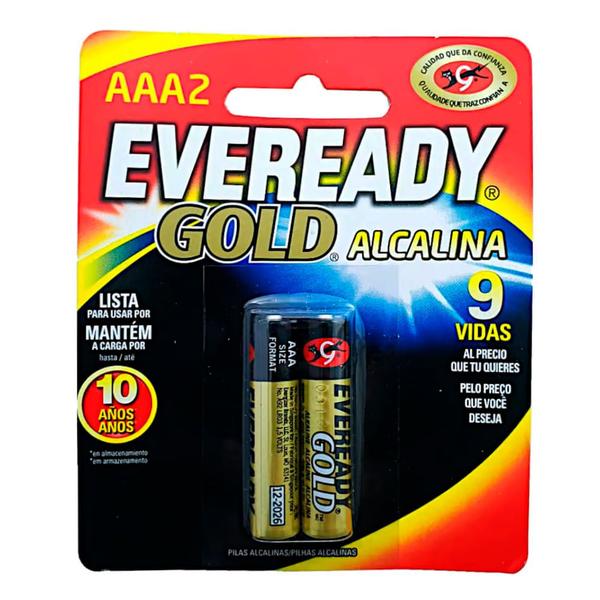 Imagem de Pilha Eveready Alcalina Gold Palito AAA2 2 Unidades