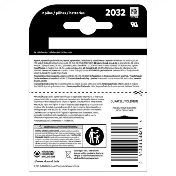 Pilha Moeda Lithium 3V CR2032 (COM 2 Pilhas) - Duracell Imagem de Pilha Moeda Lithium 3V CR2032 (COM 2 Pilhas)