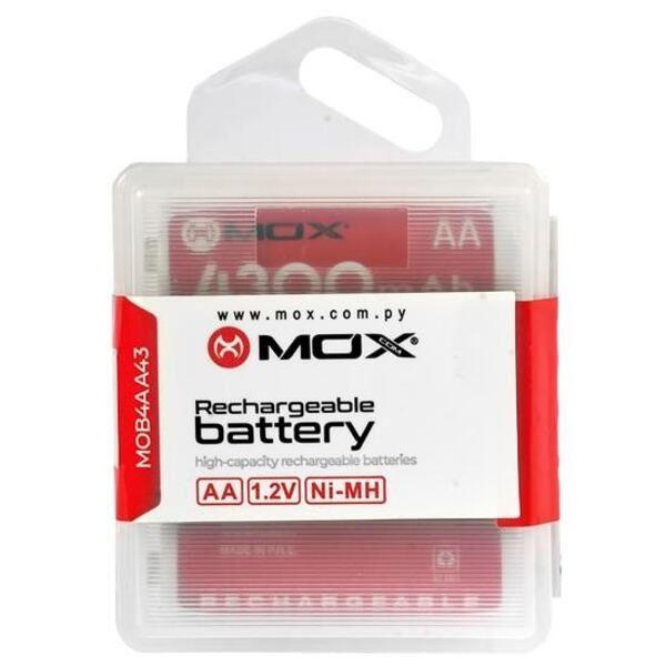 Imagem de Pilha Mox AA Recarregavel 4300MAH MOB4AA43 (4 Unidades)