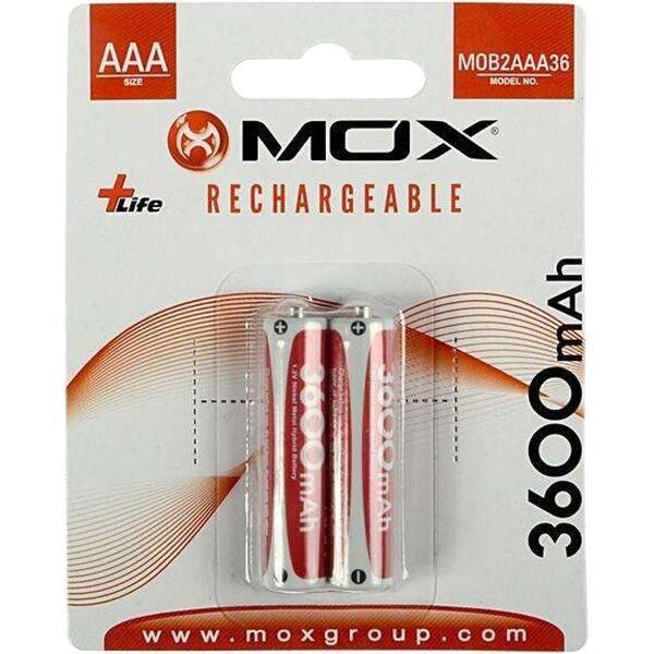 Imagem de Pilha Mox AAA Recarregavel 3600MAH MOB2AAA36 (2 Unidades)