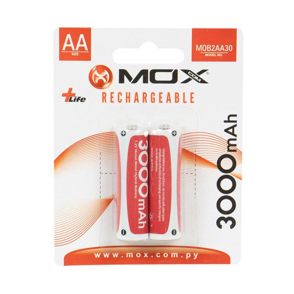 Imagem de Pilha Mox MOB2AA30 - AA - 3000MAH - 2 Unidades - Recarregavel