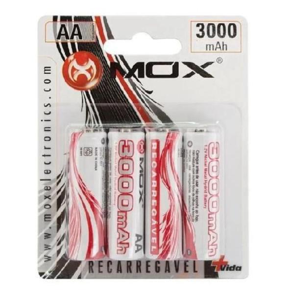 Imagem de Pilha Mox Recarregavel AA com 4 3000MAH