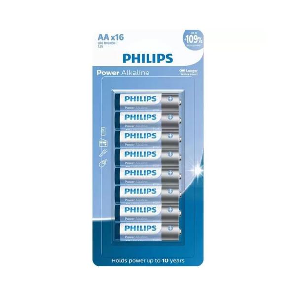 Imagem de Pilha Philips Alcalina AA 1.5V com 16 unidades LR6P16B/59