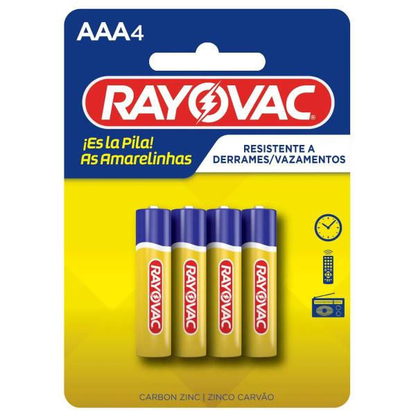 Imagem de Pilha Rayovac Palito amarelinhas AAA4 com 4 unidades