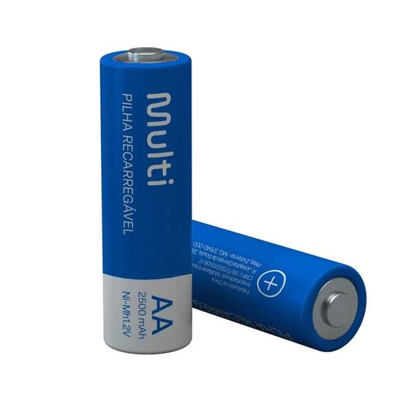 Imagem de Pilha recarregável aa  2500mah  com 2 unidades  multilaser