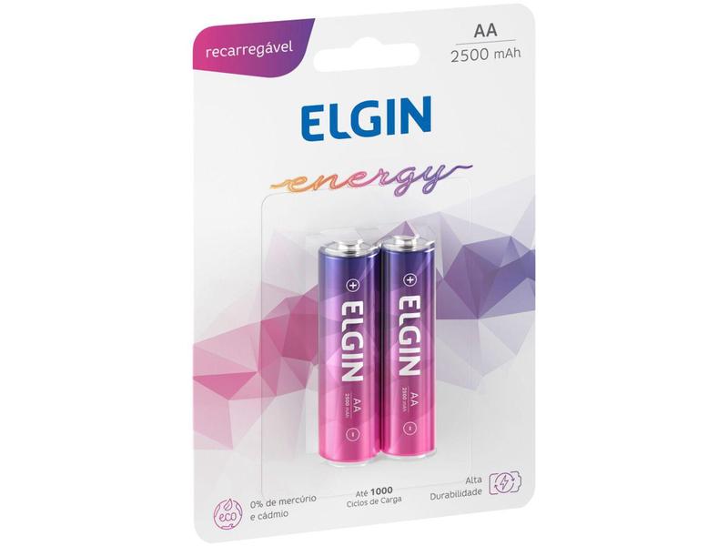 Pilha Recarregável AA ELE000000082172 Elgin - 1,2V 2500mAh 2 Unidades Imagem de Pilha Recarregável AA ELE000000082172 Elgin - 1,2V 2500mAh 2 Unidades