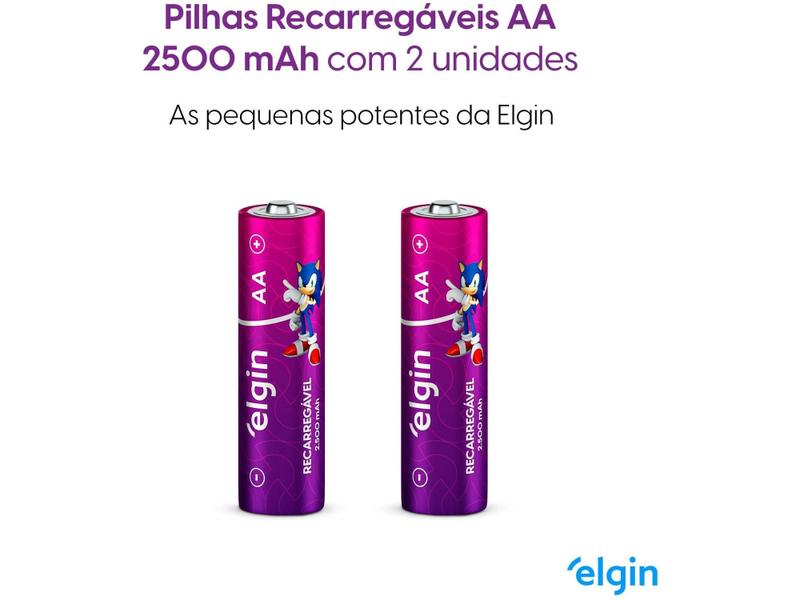 Imagem de Pilha Recarregável AA ELE000000082172 Elgin - 1,2V 2500mAh - 2 Unidades