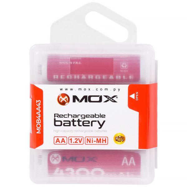 Imagem de Pilha Recarregavel AA Mox MOB4AA43 de 4.300 Mah 1.2V - 4 Unidades