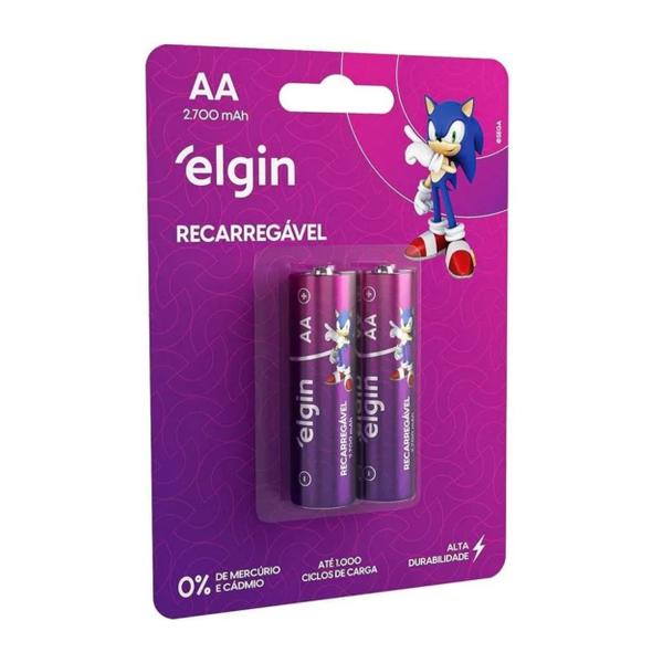 Imagem de Pilha Recarregável Aa Pequena 2700mah Elgin Blister C/2 Unid