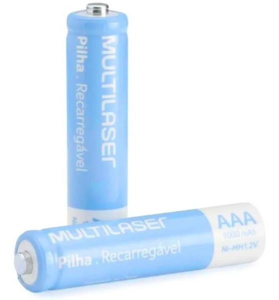 Imagem de Pilha Recarregável AAA 1000 mah Multilaser Recarregáveis CB050  KIT 04 Unidades Alta Capacidade