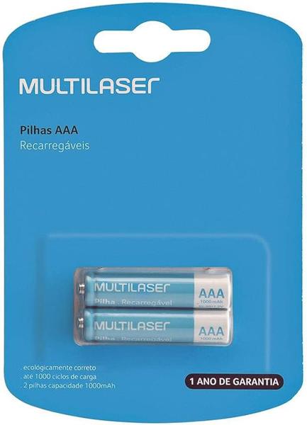 Imagem de Pilha recarregável aaa  1000mah  com 2 unidades  multilaser