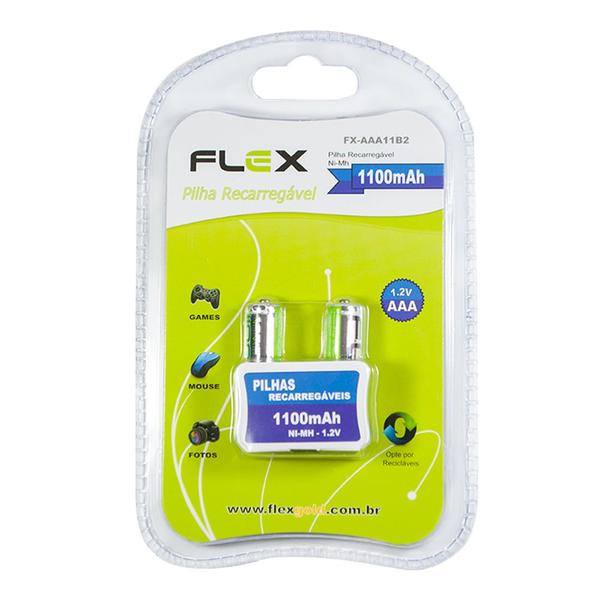 Imagem de Pilha Recarregável AAA 1100MAH Com 2 Unidade Flex FX-AAA11B2