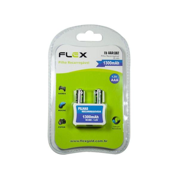 Imagem de Pilha Recarregável AAA 1300 Mah Blister C/ 2 Unidades - FX-AAA13B2 - Flex