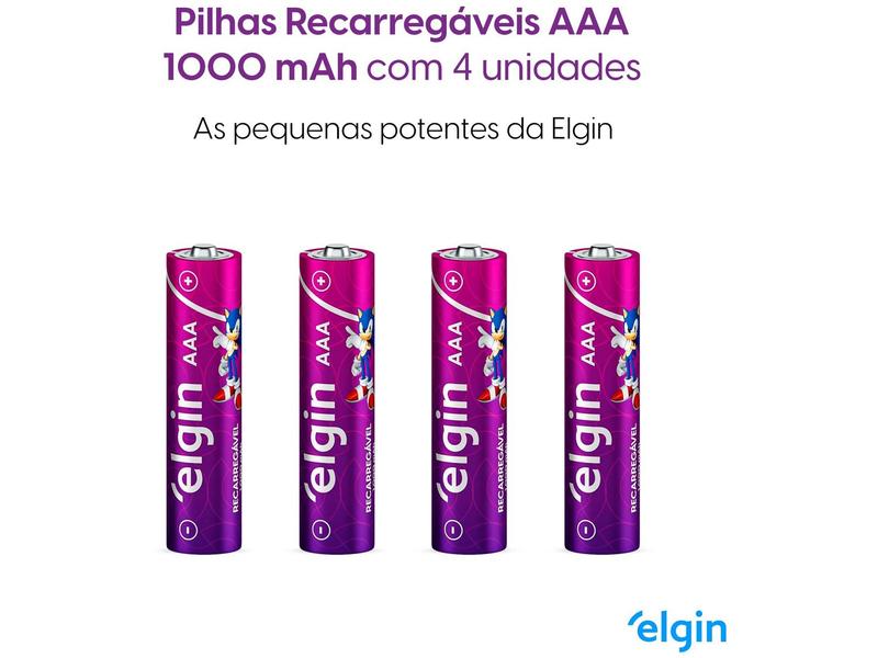 Imagem de Pilha Recarregável AAA ELE000000082171 - Elgin 1,2V 1000mAh