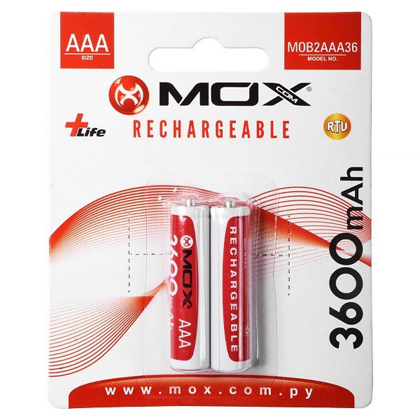 Imagem de Pilha Recarregavel AAA Mox MOB2AAA36 3.600 Mah 1.2V - 2 Unidades