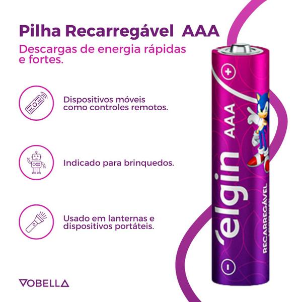 Imagem de Pilha Recarregável Aaa Palito 900mah Elgin Blister C/2 Unid