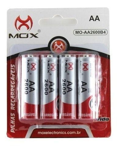 Imagem de Pilha Recarregavel Bateria Aa 2600 Mah 4 Pilhas Mox MO-AA2600B4 C/ 4 pilhas