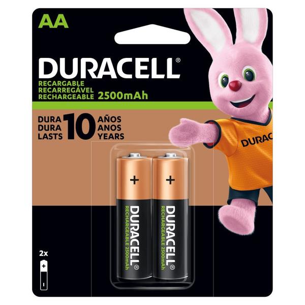 Imagem de Pilha Recarregavel Duracell AA 2.500 Mah - 2 Unidades