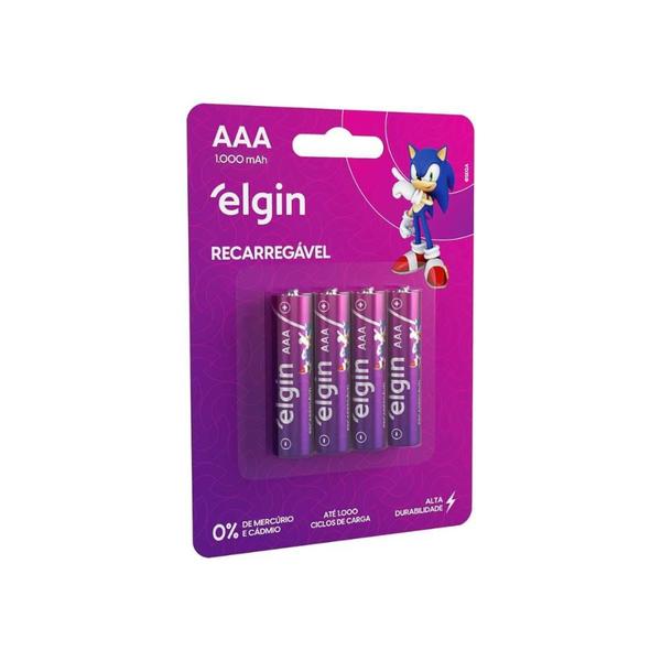 Imagem de Pilha Recarregável Elgin Aaa 1000mAh 4 Unidades