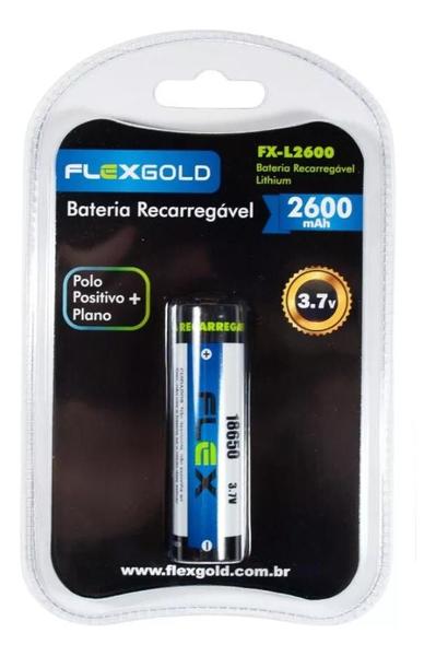 Imagem de Pilha recarregável Flex Bateria 18650 3.7v 2600 mAh Lanterna Tatica