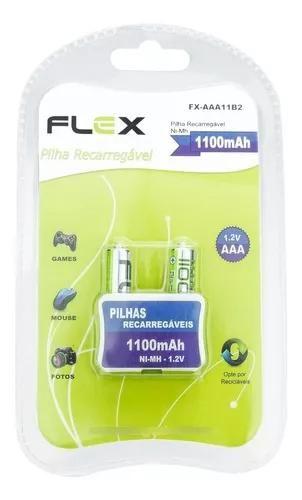 Imagem de Pilha Recarregavel Flex Fx-Aaa11B2 Aaa 1100 Mah Com 2Un Sem Carga