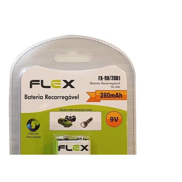 Imagem de Pilha Recarregavel Flexgold Bateria 9V Com 1 Peca 280Mah Fx-9V/28B1