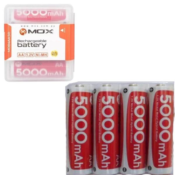 Imagem de Pilha Recarregável Mox Aa 5000Mah Pacote Com 4 Unidades