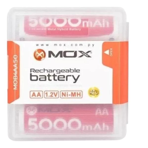 Imagem de Pilha Recarregável Mox Aa 5000Mah Pacote Com 4 Unidades