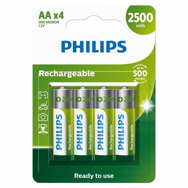 Imagem de Pilha recarregavel philips aa 2500mah r6b4rtu25 c/4