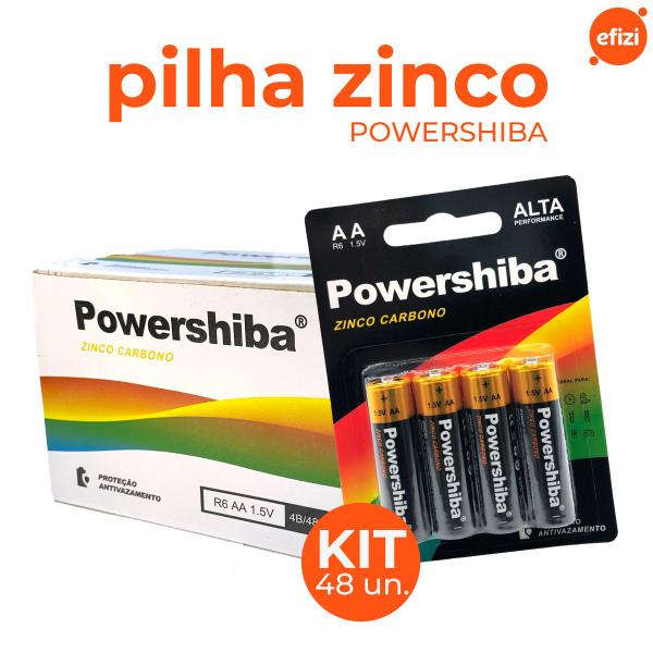 Imagem de Pilha Zinco Carvão AA 48 unidades Powershiba