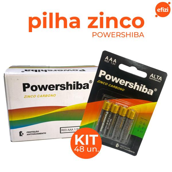 Imagem de Pilha Zinco Carvão AAA 48 unidades Powershiba