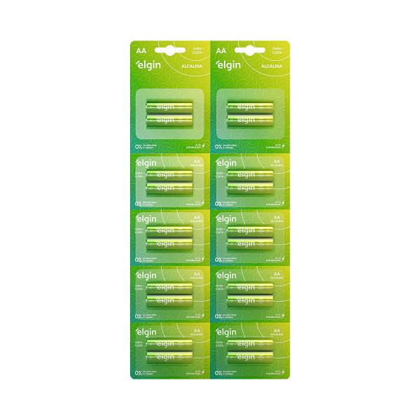 Pilhas AA Alcalinas Cartela com 20 82345 - ELGIN Imagem de Pilhas AA Alcalinas Cartela com 20 82345