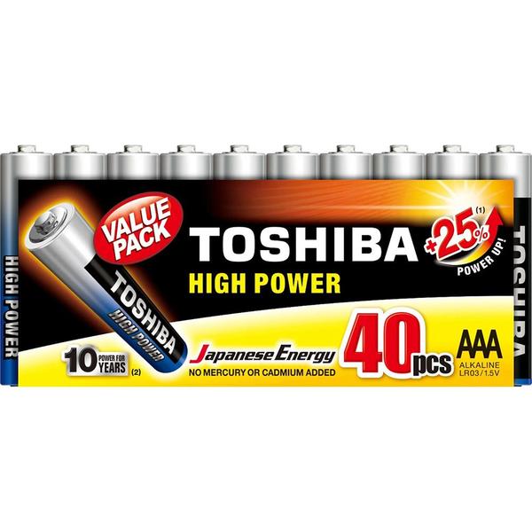 Imagem de Pilhas alcalinas aaa toshiba blister com 40 unidades lr03gcp mp-40cn