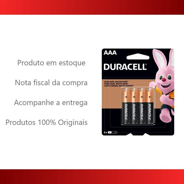 Imagem de Pilhas Alcalinas Duracell Aaa Palito 8 Unidades 1,5V