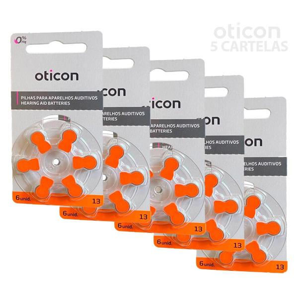 Imagem de Pilhas Bateria Aparelho Auditivo Oticon Tam 13 - 30 Unidades