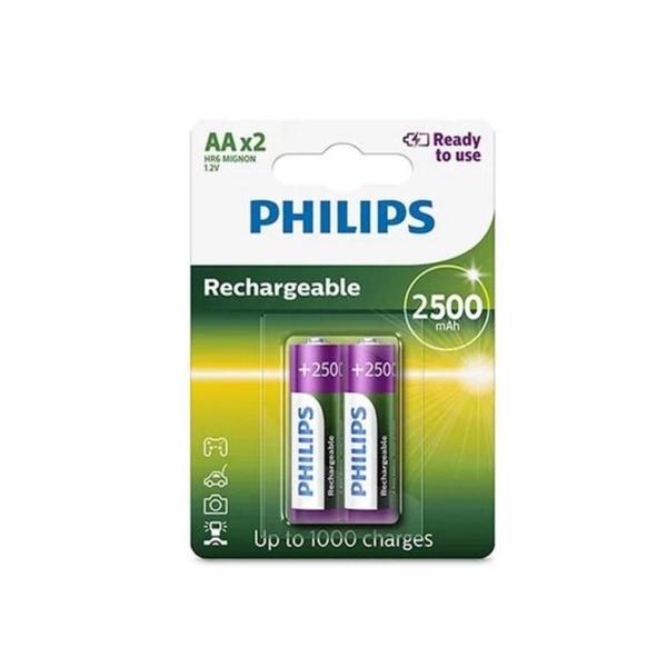 Imagem de Pilhas recarregaveis aa 2500 mah philips blister com 2 unidades r6b2rtu25/97